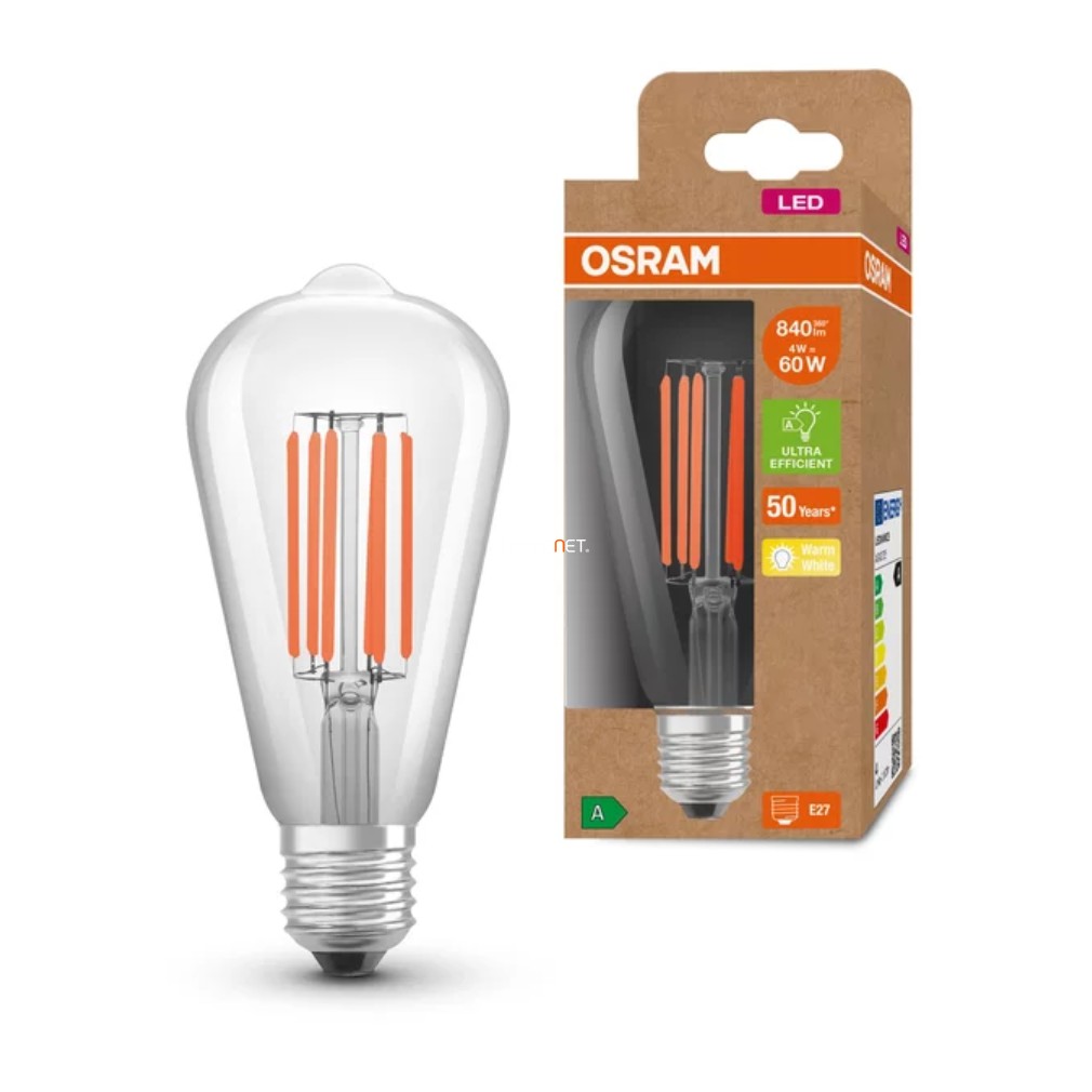 Osram E27 LED filament, 3,8 W, 806 lm, ST64 víztiszta búra (Classic-A)