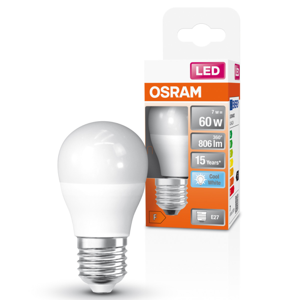 Osram E27 LED kisgömb, 6,5W, 806 lm, 4000 K, hidegfehér, opál műanyag-60 W izzó helyett - Superstar Classic P
