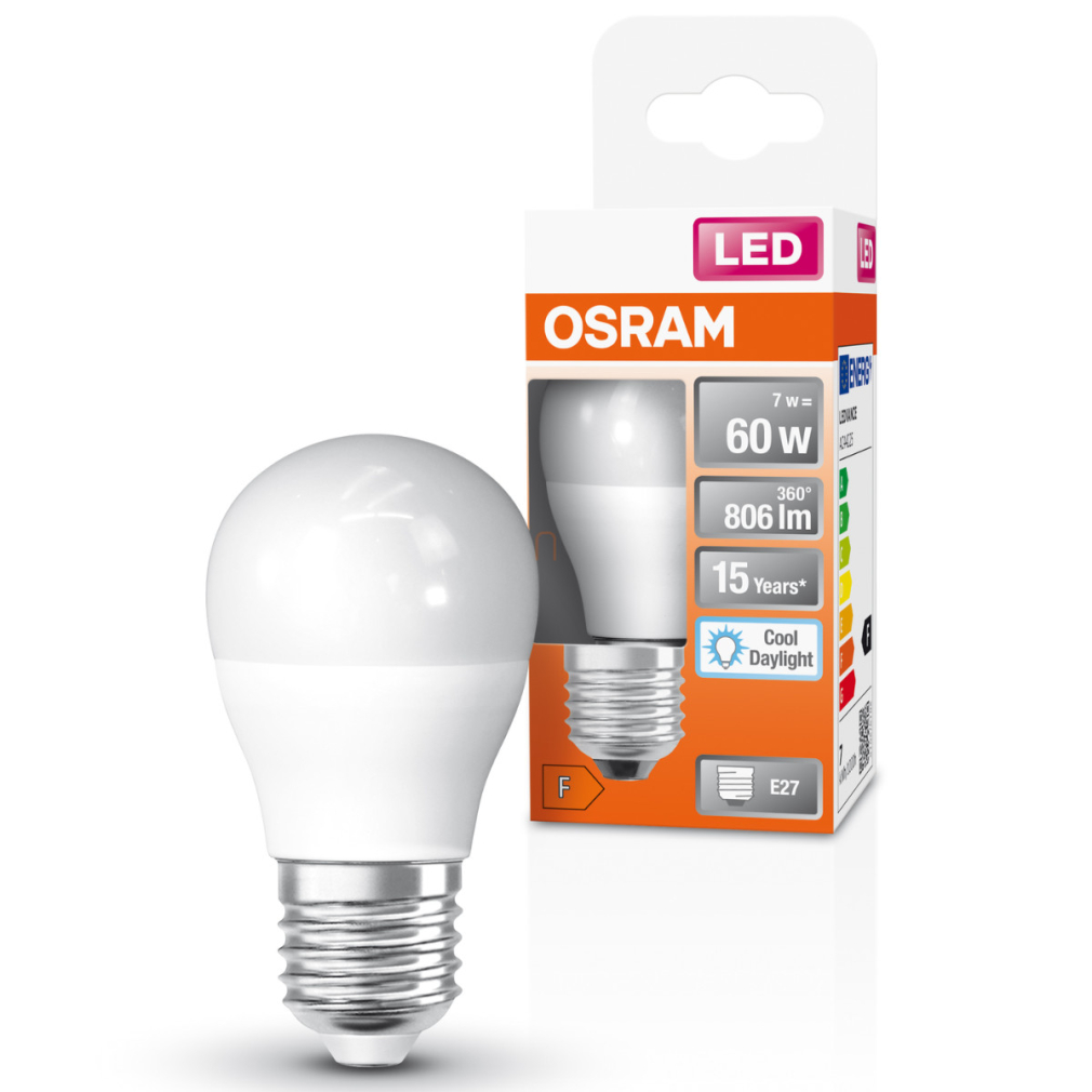 Osram E27 LED kisgömb, 6,5W, 806 lm, 6500 K, daylight, opál műanyag-60 W izzó helyett - Superstar Classic P