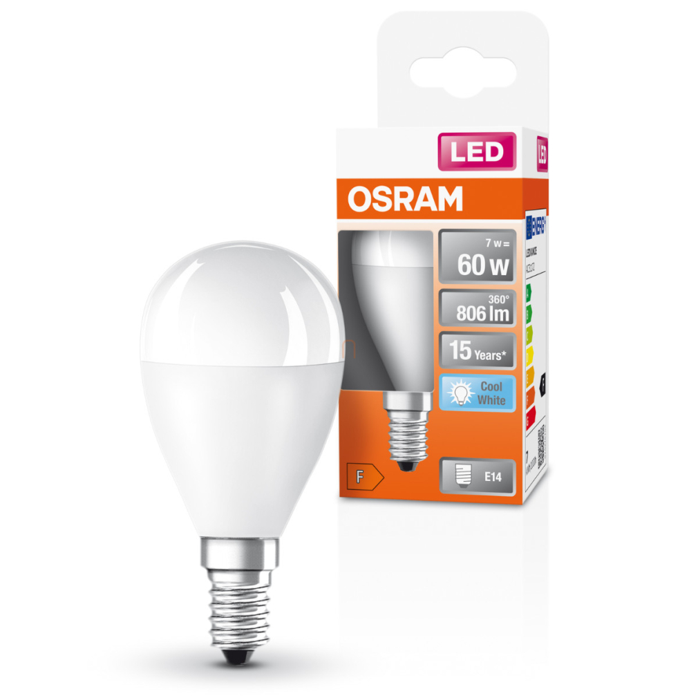 Osram E14 LED kisgömb, 6,5W, 806 lm, 4000 K, hidegfehér, opál műanyag-60 W izzó helyett - Superstar Classic P
