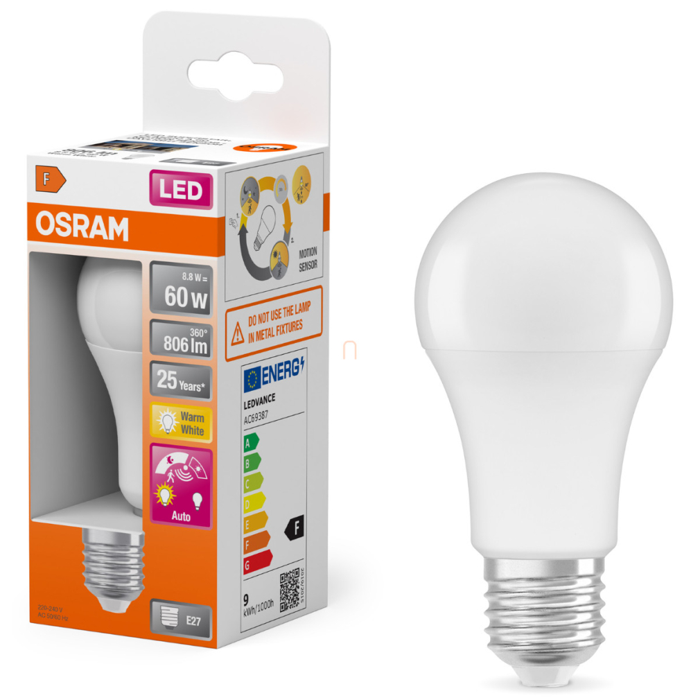 Osram E27 LED 8,8W, 806 lm, 2700 K, melegfehér, opál műanyag-60 W normál izzó helyett - Superstar+ Classic A