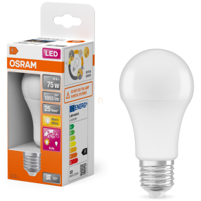   Osram E27 LED 10W, 1055 lm, 2700 K, melegfehér, opál műanyag-75 W normál izzó helyett - Superstar+ Classic A