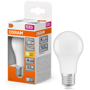  Osram E27 LED 4,9W, 470 lm, 2700 K, melegfehér, opál műanyag-40 W normál izzó helyett - Superstar+ Classic A