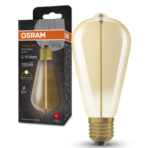   Osram E27 LED 2,2W, 120 lm, 2700 K, melegfehér, arany színű színű üveg-10 W izzó helyett - Vintage 1906 Classic Edison Gold filament