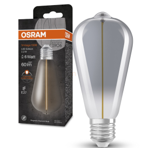   Osram E27 LED 2,2W, 60 lm, 1800 K, candlelight, füstszínű üveg-5 W izzó helyett - Vintage 1906 Classic Edison Smoke filament