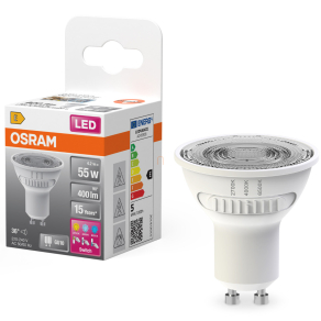   Osram GU10 LED 4,2W, 400 lm, 2700-4000-6500 K, változtatható fehér, fehér műanyag-52 W izzó helyett - Star Spot PAR16