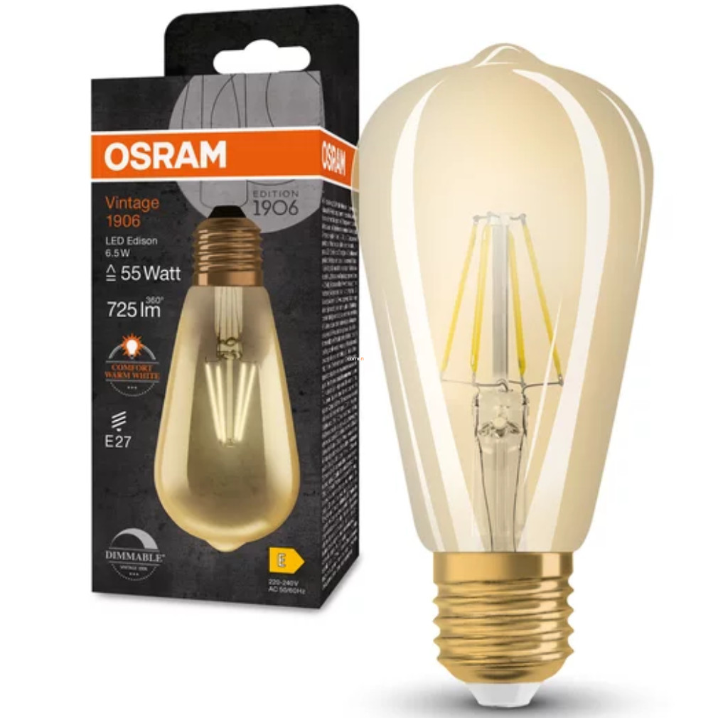 Osram Vintage szabályozható melegfehér E27 LED 60W izzó helyett (Edison)