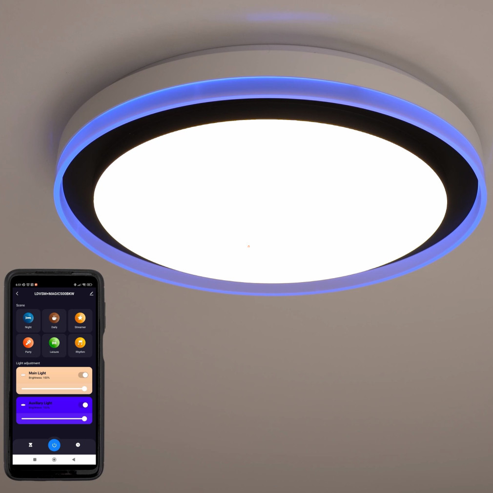 Ledvance Smart+ WIFI okos mennyezeti LED lámpa fekete, hideg/melegfehér (Orbis Magic)
