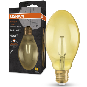   Osram E27 LED 4W, 470 lm, 2400 K, candlelight, arany színű színű üveg-40 W izzó helyett - Vintage 1906 Classic Oval Gold filament
