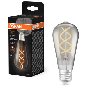   Osram E27 LED 4W, 140 lm, 1800 K, candlelight, füstszínű üveg-15 W izzó helyett - Vintage 1906 Classic Edison Smoke filament