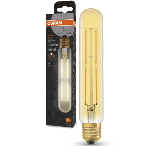   Osram E27 LED 4W, 400 lm, 2000 K, candlelight, arany színű színű üveg-35 W izzó helyett - Vintage 1906 Classic Tubular Gold filament
