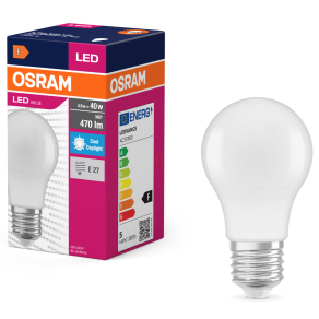   Osram E27 LED 4,9W, 470 lm, 6500 K, daylight, opál műanyag-40 W normál izzó helyett - Value Classic A