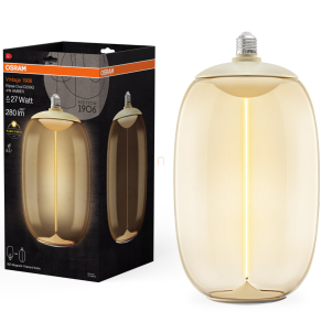   Osram E27 LED 4W, 280 lm, 2700 K, melegfehér, borostyán műanyag-25 W izzó helyett - Vintage 1906 Classic Elipse Oval Amber filament