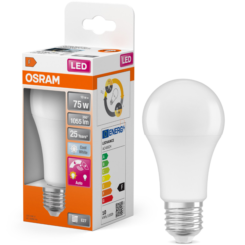 Osram E27 LED 10W, 1055 lm, 4000 K, hidegfehér, opál műanyag-75 W normál izzó helyett - Superstar Classic A