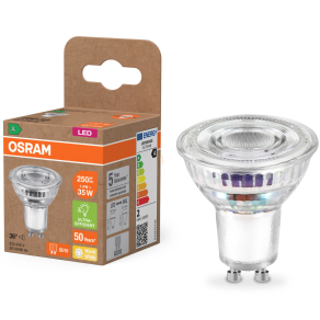   Osram GU10 LED 1,4W, 250 lm, 2700 K, melegfehér, áttetsző üveg-35 W izzó helyett - Superstar+ Spot PAR16