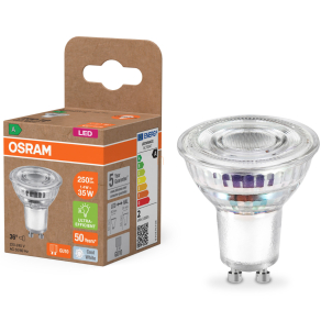   Osram GU10 LED 1,4W, 250 lm, 4000 K, hidegfehér, áttetsző üveg-35 W izzó helyett - Superstar+ Spot PAR16