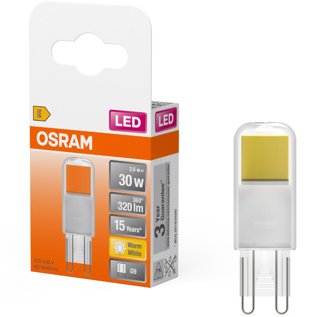 Osram G9 LED 2,6W, 320 lm, 2700 K, melegfehér, üveg-30 W izzó helyett - Special Pin