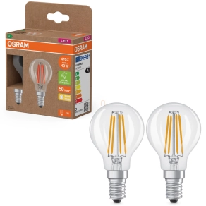   Osram E14 LED kisgömb, 2,2W, 470 lm, 2700 K, melegfehér, áttetsző üveg-40 W izzó helyett, 2 darabos - Superstar+ Classic P filament