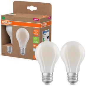   Osram E27 LED 7,2W, 1521 lm, 4000 K, hidegfehér, opál üveg-100 W normál izzó helyett, 2 darabos - Superstar+ Classic A