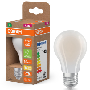   Osram E27 LED 3,8W, 806 lm, 2700 K, melegfehér, dimmelhető, opál üveg-60 W normál izzó helyett - Superstar+ Classic A