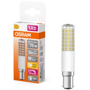   Osram B15d LED 8W, 1055 lm, 2700 K, melegfehér, dimmelhető, fehér, műanyag-75 W izzó helyett - Special T Slim