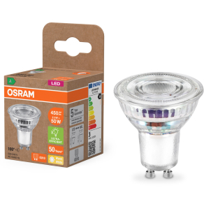   Osram GU10 LED 2,5W, 450 lm, 2700 K, melegfehér, áttetsző üveg-50 W izzó helyett - Superstar+ Spot PAR16