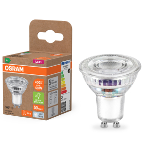   Osram GU10 LED 2,5W, 450 lm, 4000 K, hidegfehér, áttetsző üveg-50 W izzó helyett - Superstar+ Spot PAR16