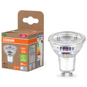   Osram GU10 LED 3,4W, 610 lm, 4000 K, hidegfehér, áttetsző üveg-60 W izzó helyett - Superstar+ Spot PAR16