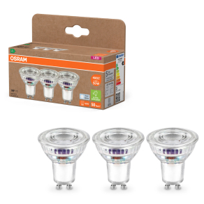   Osram GU10 LED 2,5W, 450 lm, 4000 K, hidegfehér, áttetsző üveg-50 W izzó helyett, 3 darabos - Superstar+ Spot PAR16