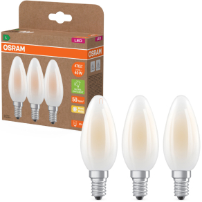   Osram E14 LED gyertya, 2,2W, 470 lm, 2700 K, melegfehér, opál üveg-40 W izzó helyett, 3 darabos - Superstar+ Classic B