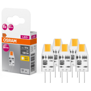   Osram G4 LED tűlábas, 1W, 100 lm, 2700 K, melegfehér, műanyag-10 W izzó helyett, 5 darabos, 5 darabos - Base Special Pin Micro Clear