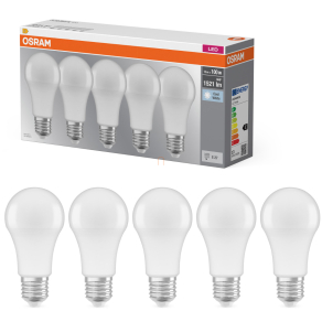   Osram E27 LED 13W, 1521 lm, 4000 K, hidegfehér, opál műanyag-100 W normál izzó helyett, 5 darabos - Base Classic A
