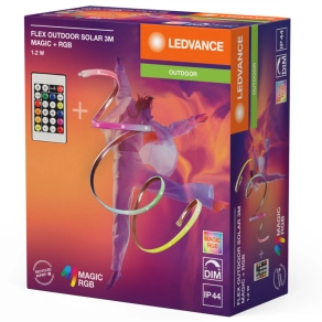   Ledvance Flex Outdoor Solar 3M Magic RGB – Kültéri napelemes, színes LED szalag távirányítóval, 3m hosszú, RGB színvezérléssel, rugalmas, hajlítható, IP44