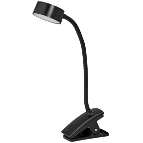   Ledvance Office Line Desk Cylinder Clip – Állítható színhőmérsékletű (3000-6500K) fekete asztali LED lámpa, 3 fokozatú fényerőszabályozás, 4,8W, forgatható fej