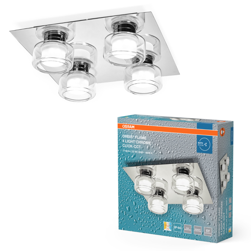 Osram Orbis Flame szabályozható fürdőszobai mennyezeti LED lámpa króm színben