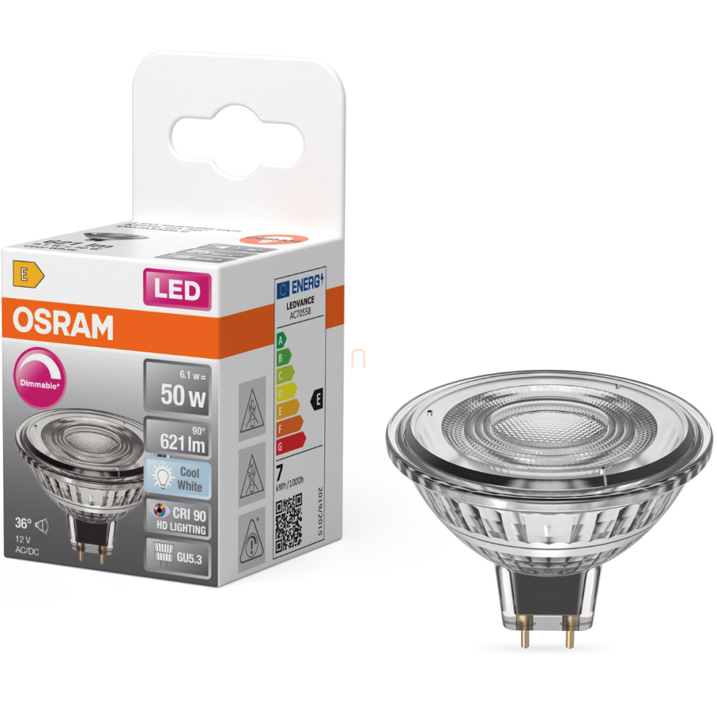 Osram GU5.3 LED 6,1W, 621 lm, 4000 K, hidegfehér, dimmelhető, áttetsző üveg-50 W izzó helyett - Star Spot MR16