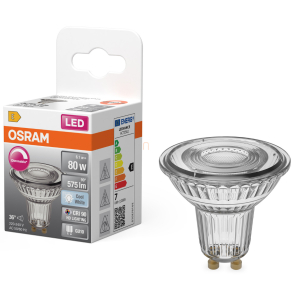   Osram GU10 LED 6,1W, 575 lm, 4000 K, hidegfehér, dimmelhető, áttetsző üveg-80 W izzó helyett - Superstar Spot PAR16