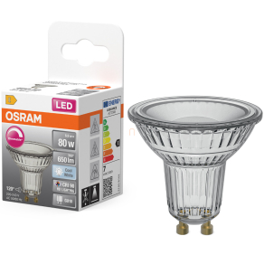   Osram GU10 LED 6,9W, 650 lm, 4000 K, hidegfehér, dimmelhető, áttetsző üveg-50 W izzó helyett - Superstar Spot PAR16