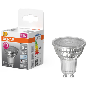   Osram GU10 LED 3,7W, 350 lm, 4000 K, hidegfehér, dimmelhető, áttetsző üveg-50 W izzó helyett - Superstar Spot PAR16