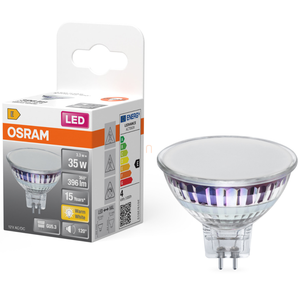 Osram GU5.3 LED 3,3W, 396 lm, 2700 K, melegfehér, áttetsző üveg-35 W izzó helyett - Star Spot MR16