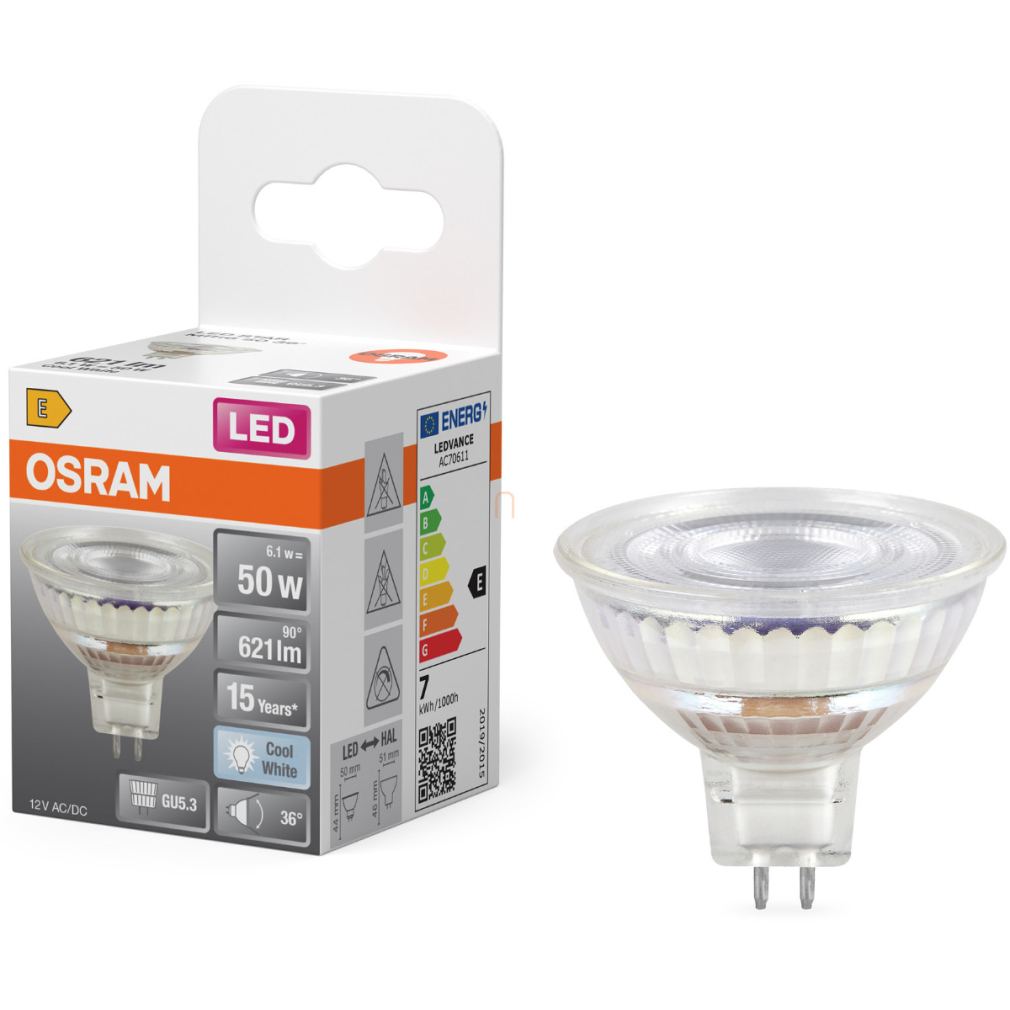 Osram GU5.3 LED 6,1W, 621 lm, 4000 K, hidegfehér, áttetsző üveg-50 W izzó helyett - Star Spot MR16