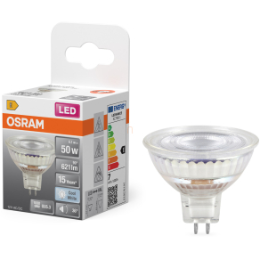   Osram GU5.3 LED 6,1W, 621 lm, 4000 K, hidegfehér, áttetsző üveg-50 W izzó helyett - Star Spot MR16