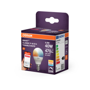   Osram Smart+ ZigBee E14 LED kisgömb, 4,9 W, 470 lm, 2700-6500 K, dimmelhető