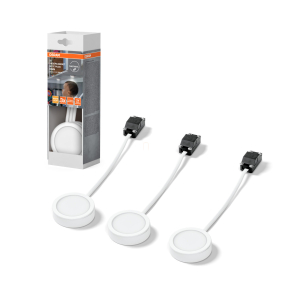   Pultvilágító LED lámpa, 6,5 cm,3 darabos, fehér - Osram Undercabinet Spot Puck, 3000 K, 250 lm, 3 W, 220-240 V