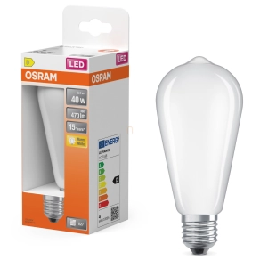   Osram E27 LED Edison, 3,4W, 470 lm, 2700 K, melegfehér, opál üveg-40 W izzó helyett - Star Classic
