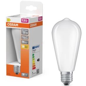   Osram E27 LED Edison, 5,4W, 730 lm, 2700 K, melegfehér, opál üveg-52 W izzó helyett - Star Classic