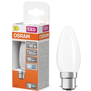   Osram B22d LED 3,4W, 470 lm, 4000 K, hidegfehér, opál üveg-40 W izzó helyett - Star Classic B