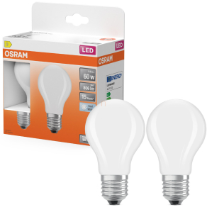   Osram E27 LED 5,9W, 806 lm, 4000 K, hidegfehér, opál üveg-60 W normál izzó helyett, 2 darabos - Star Classic A