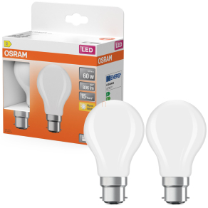   Osram B22d LED 5,9W, 806 lm, 2700 K, melegfehér, opál üveg-60 W izzó helyett, 2 darabos - Star Classic A