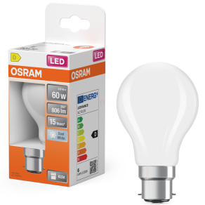   Osram B22d LED 5,9W, 806 lm, 4000 K, hidegfehér, opál üveg-60 W izzó helyett - Star Classic A